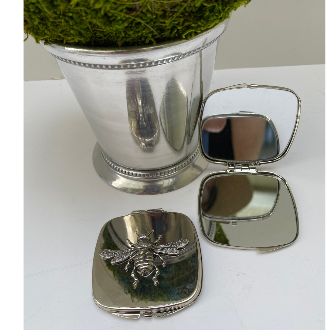 Bee Lover Gift for Her | Bee Purse Mirror, Classic Silver bee