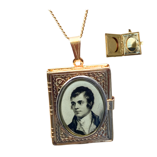 Robert Burns Gold Locket Necklace | Gift for Lover of Scotland | Burns Night Gift