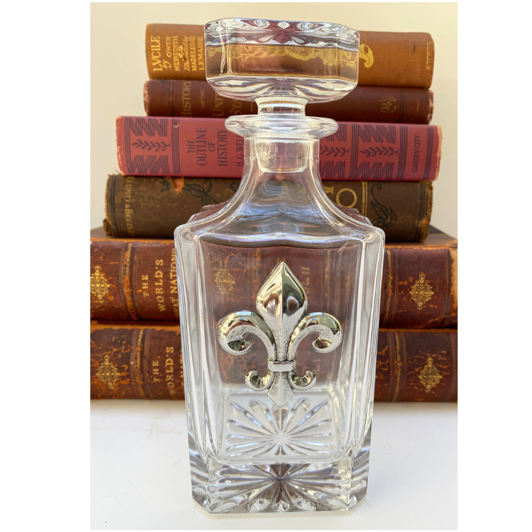 Fleur de Lis Decanter | Silver Embellishment