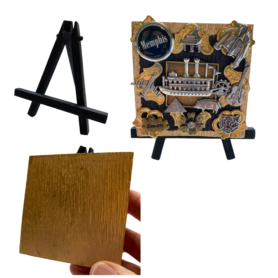 Memphis Wooden Collage Art and Easel