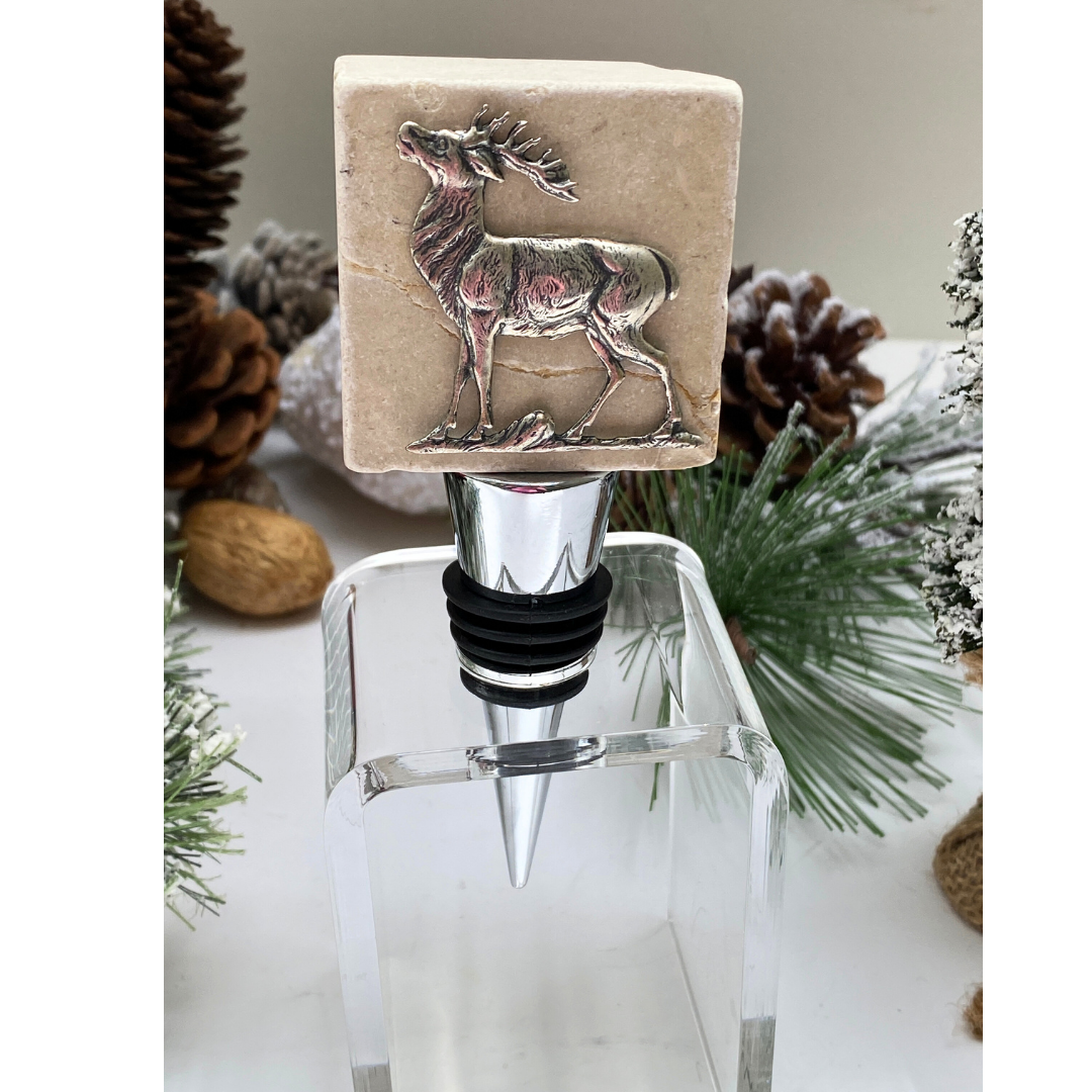 Stag Deer Marble Wine Bottle Stopper |