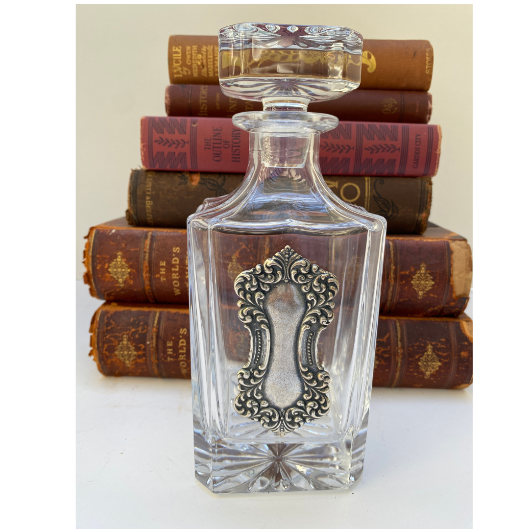 Decanter with Vintage Art Deco Silver Medallion