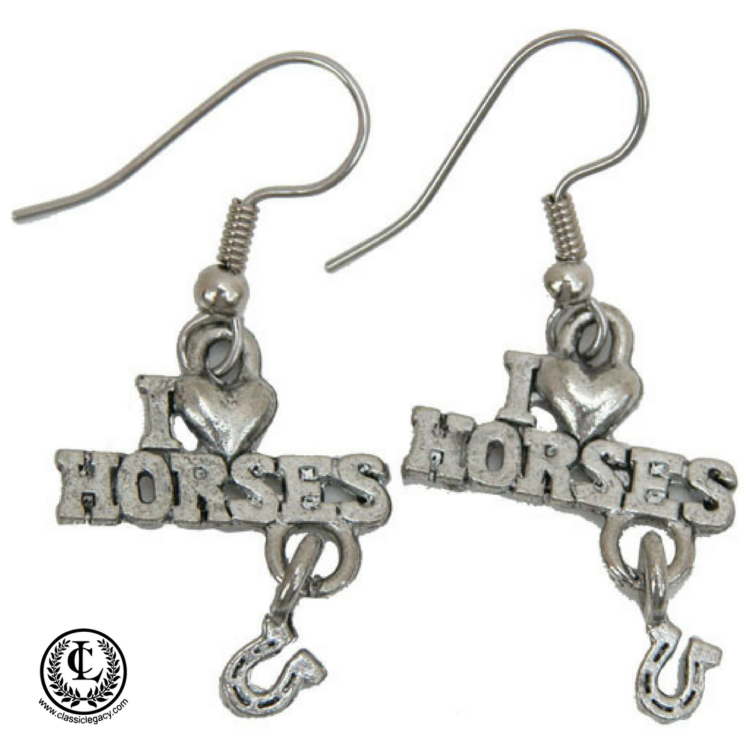 I Love Horses Earrings | Gift for Her Horse Lover