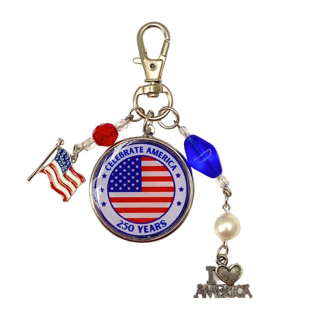 Celebrate America 250 Years Purse Charm | Handcrafted in USA