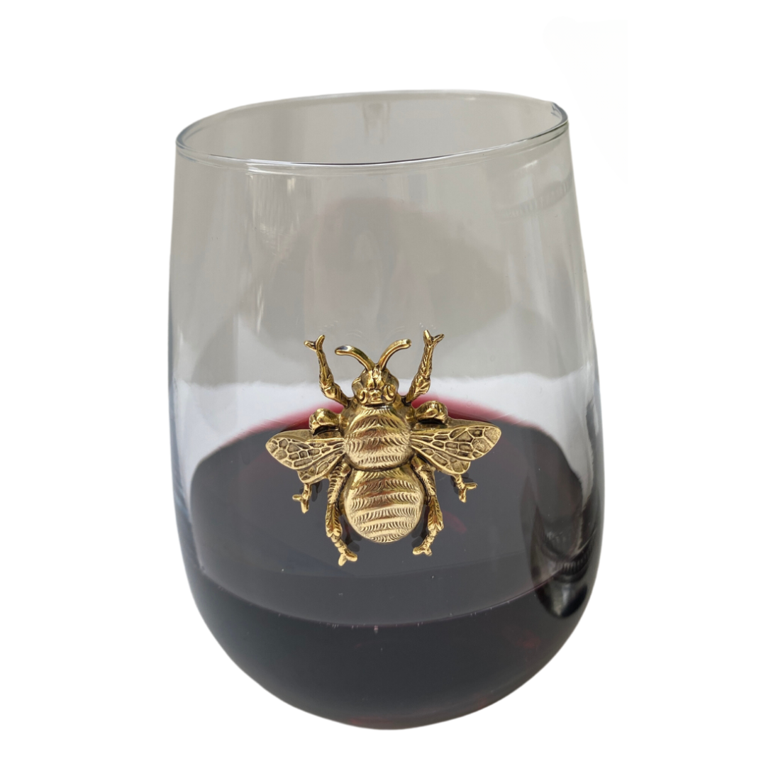 Gold Bee Stemless Wine Glass | Gift for Bee Lover