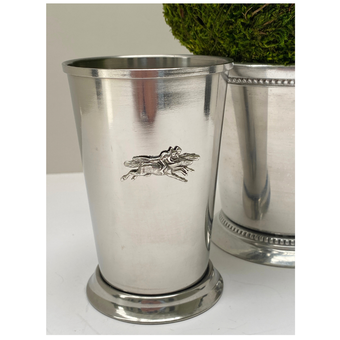 Mint Julep Cup | Featuring Racehorses & Jockey | Gift for Kentucky Derby Party