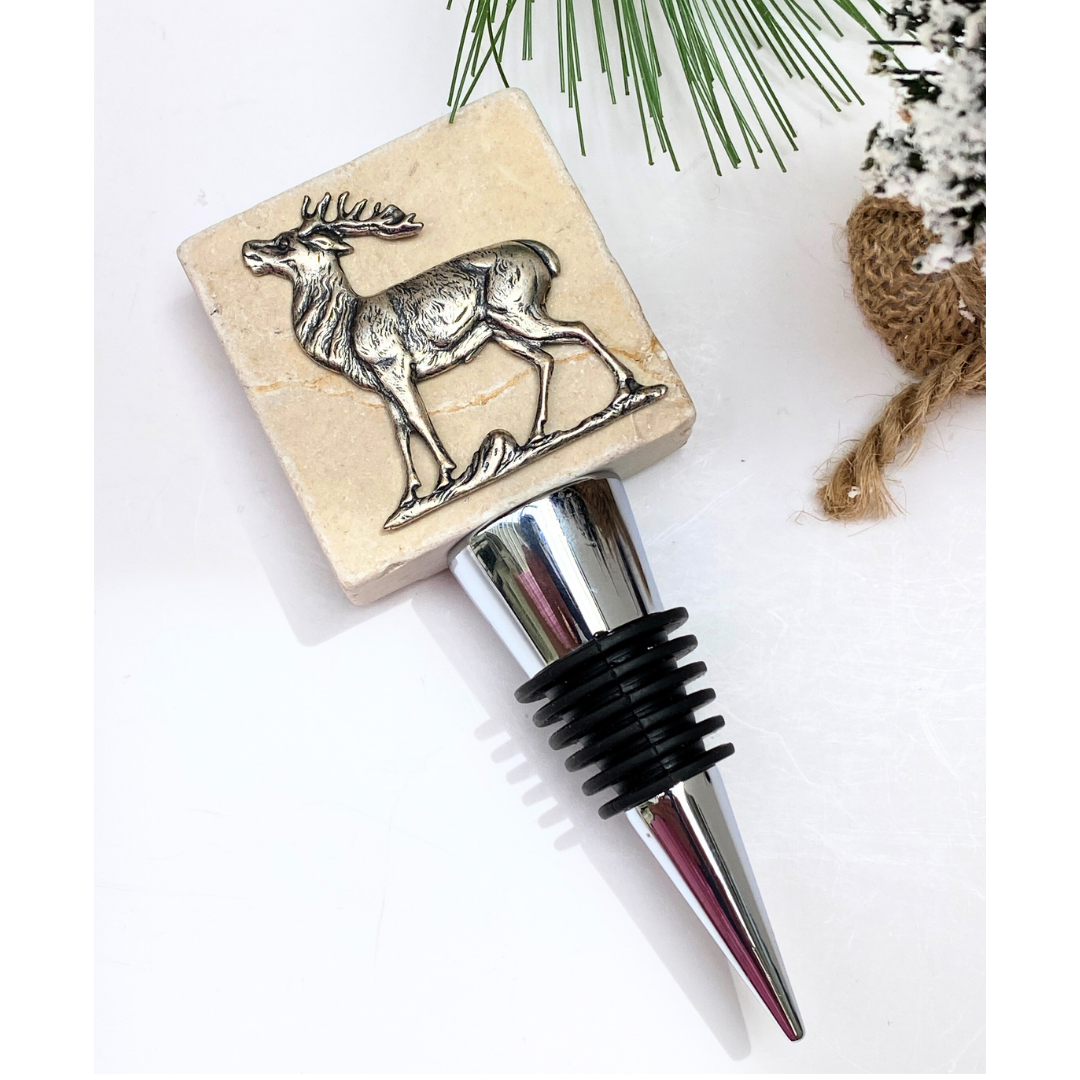 Stag Deer Marble Wine Bottle Stopper |