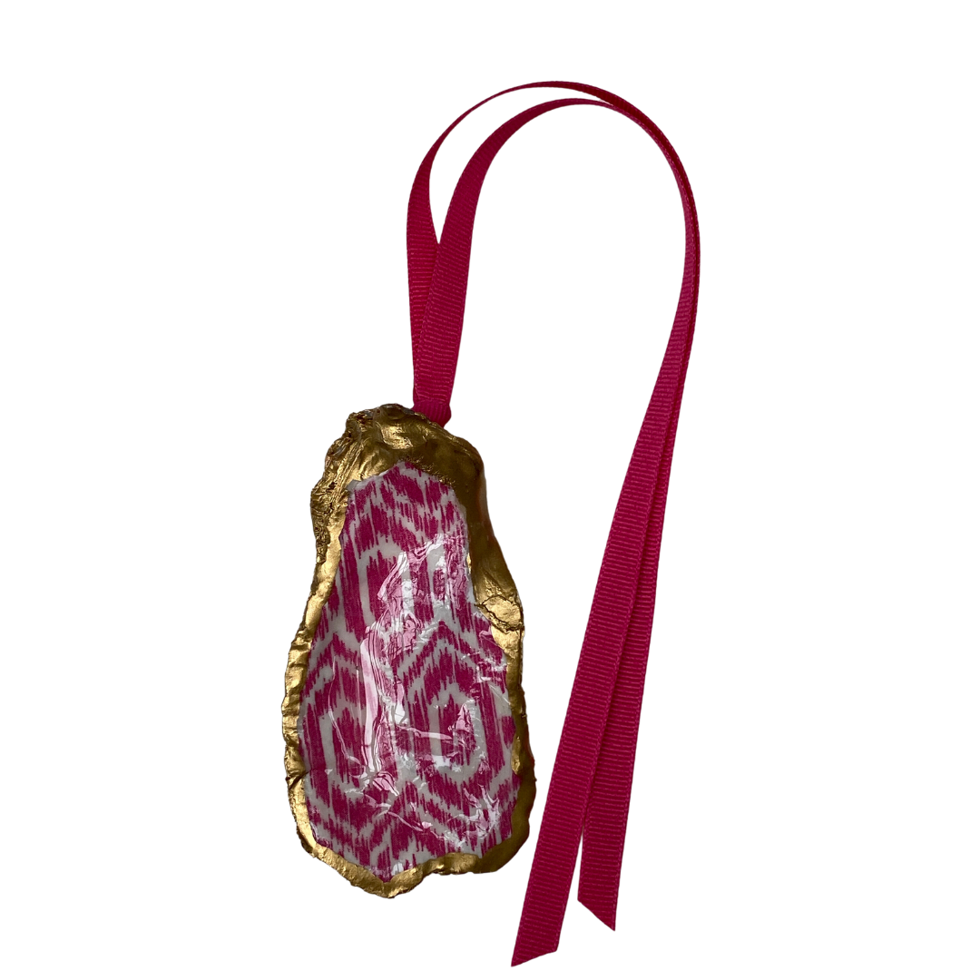 Ikat Pink Shell Beach Christmas Ornament