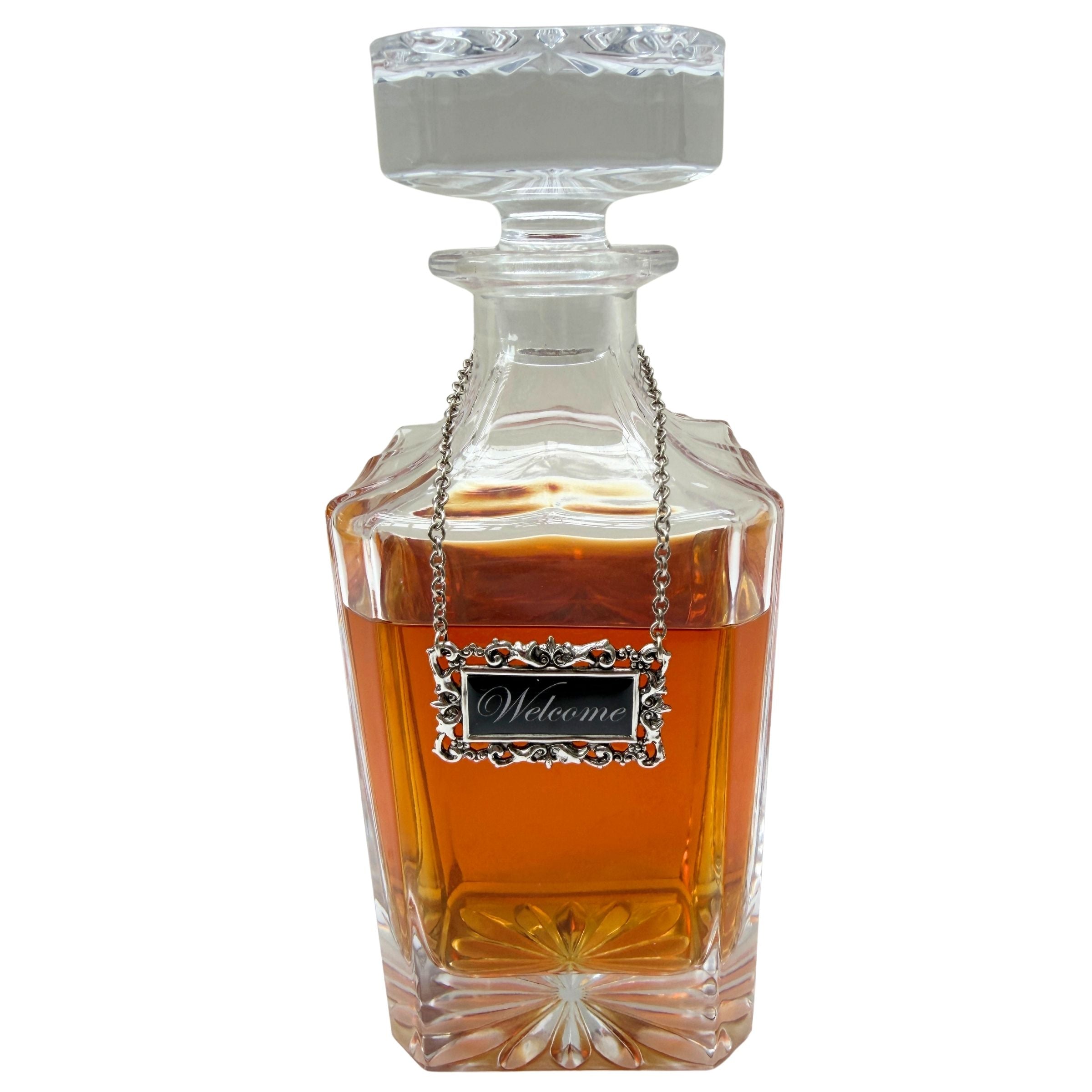 Welcome Decanter Marker Label | Handcrafted Silver