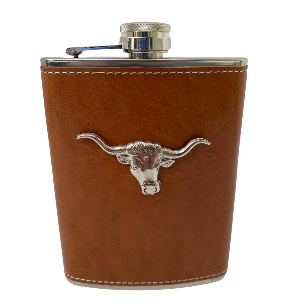 Longhorn Leather Flask