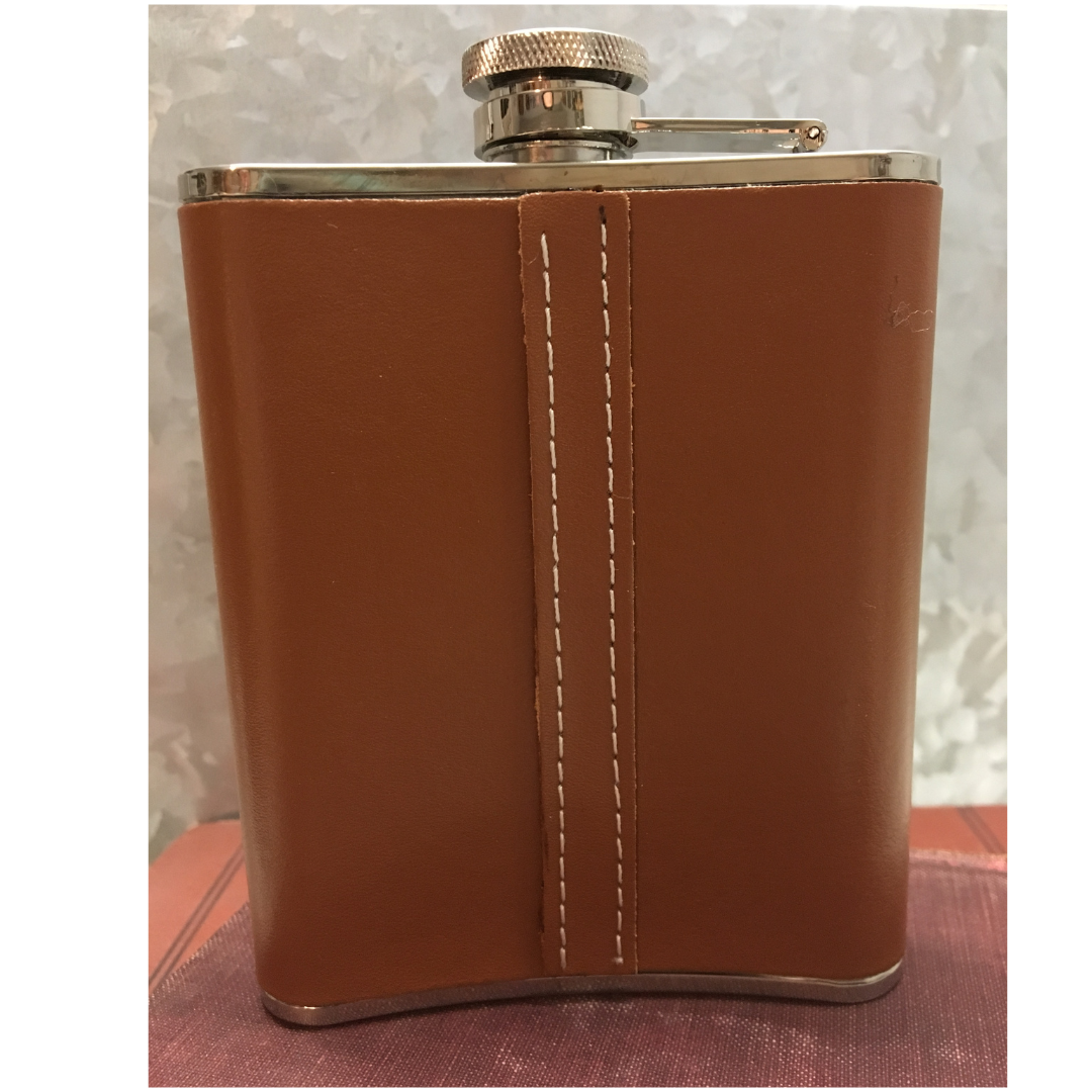 Leather Flask with Initial