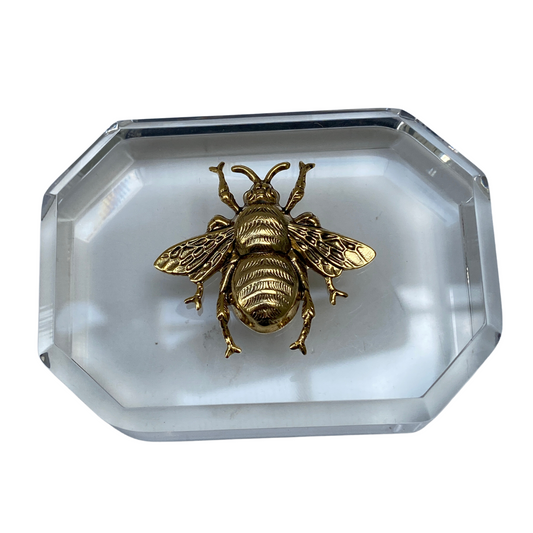 Gold Bee Clear Paperweight | Gift for Bee Lover