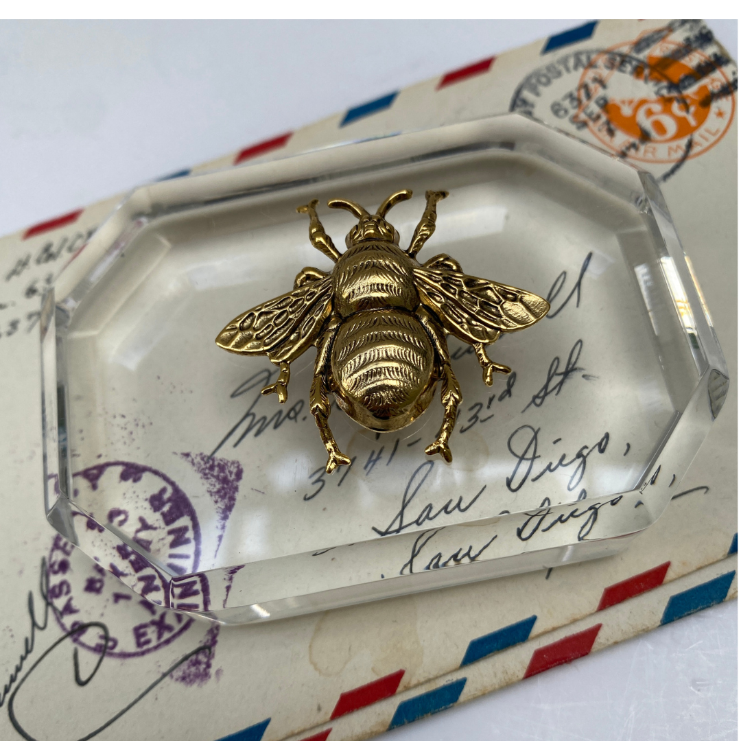 Gold Bee Clear Paperweight | Gift for Bee Lover