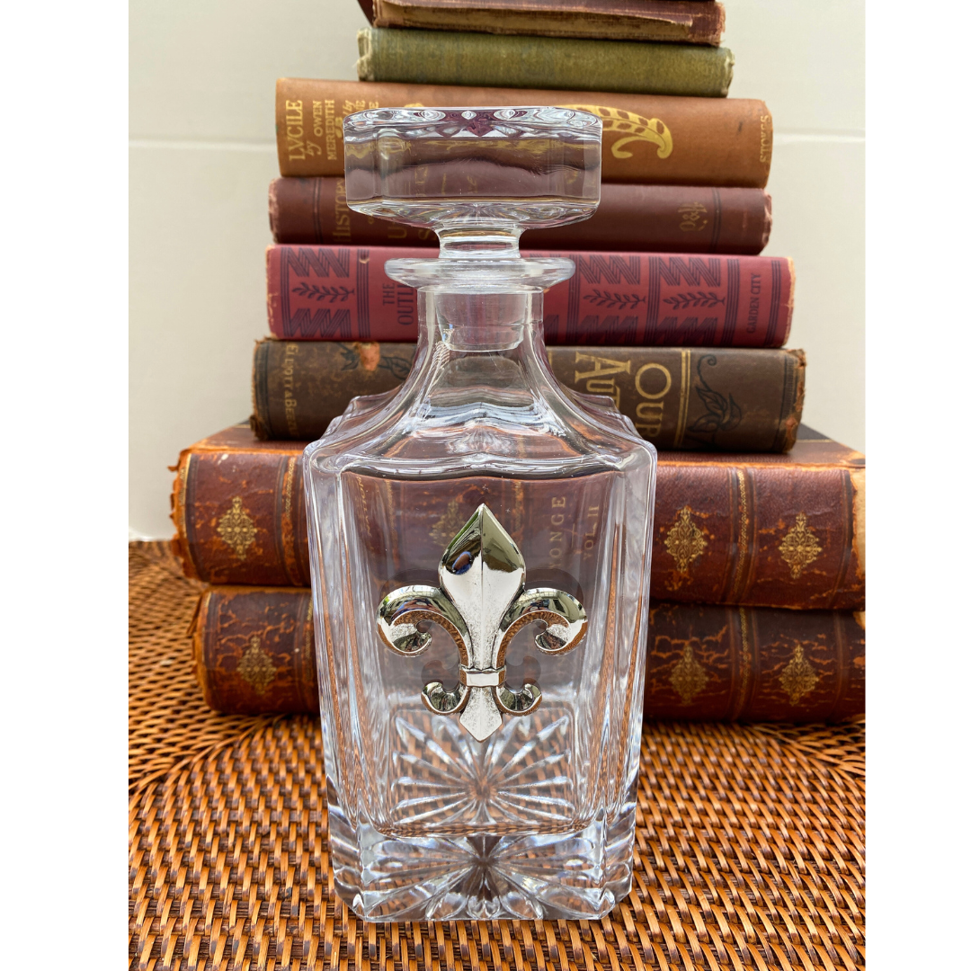 Fleur de Lis Decanter | Silver Embellishment