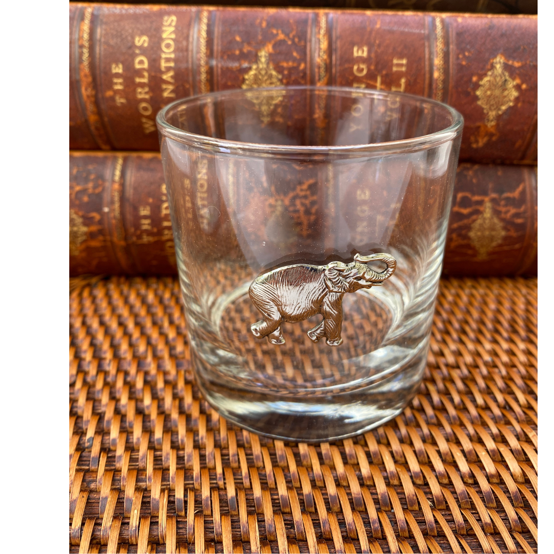 Elephant Bourbon Glass | Silver Elephant Old Fashion Glass