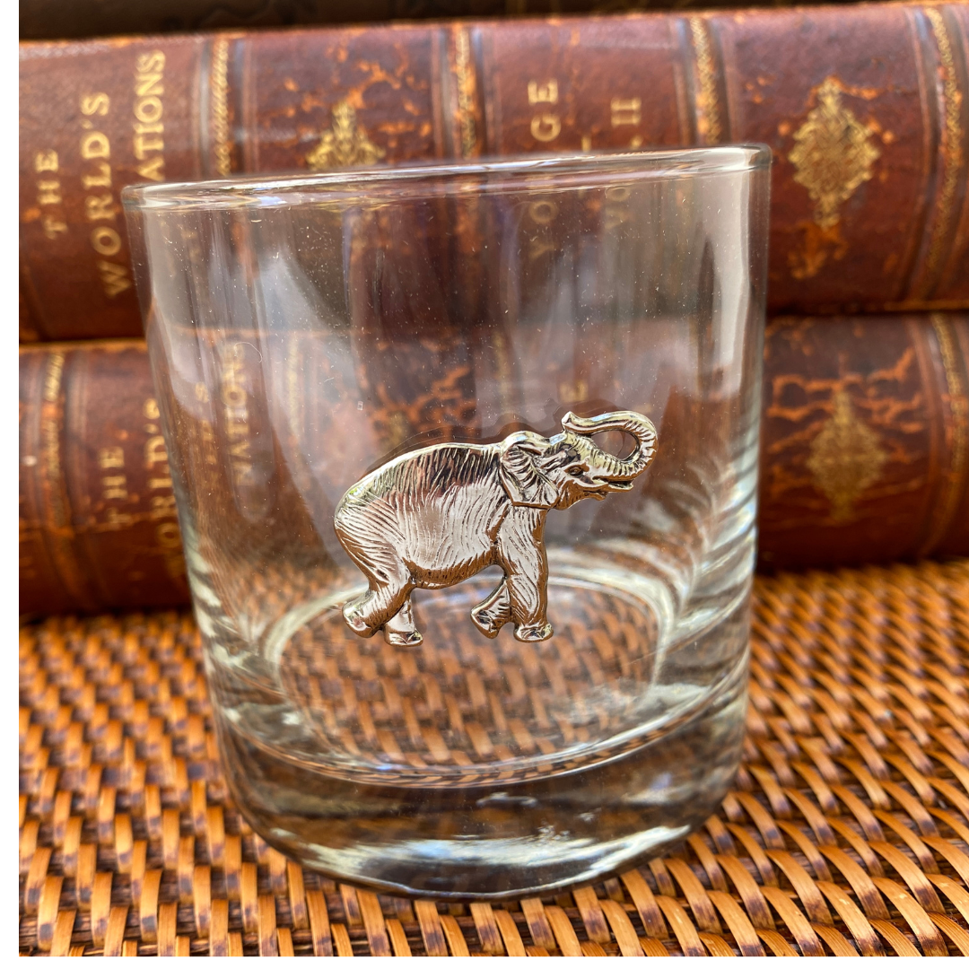 Elephant Bourbon Glass | Silver Elephant Old Fashion Glass