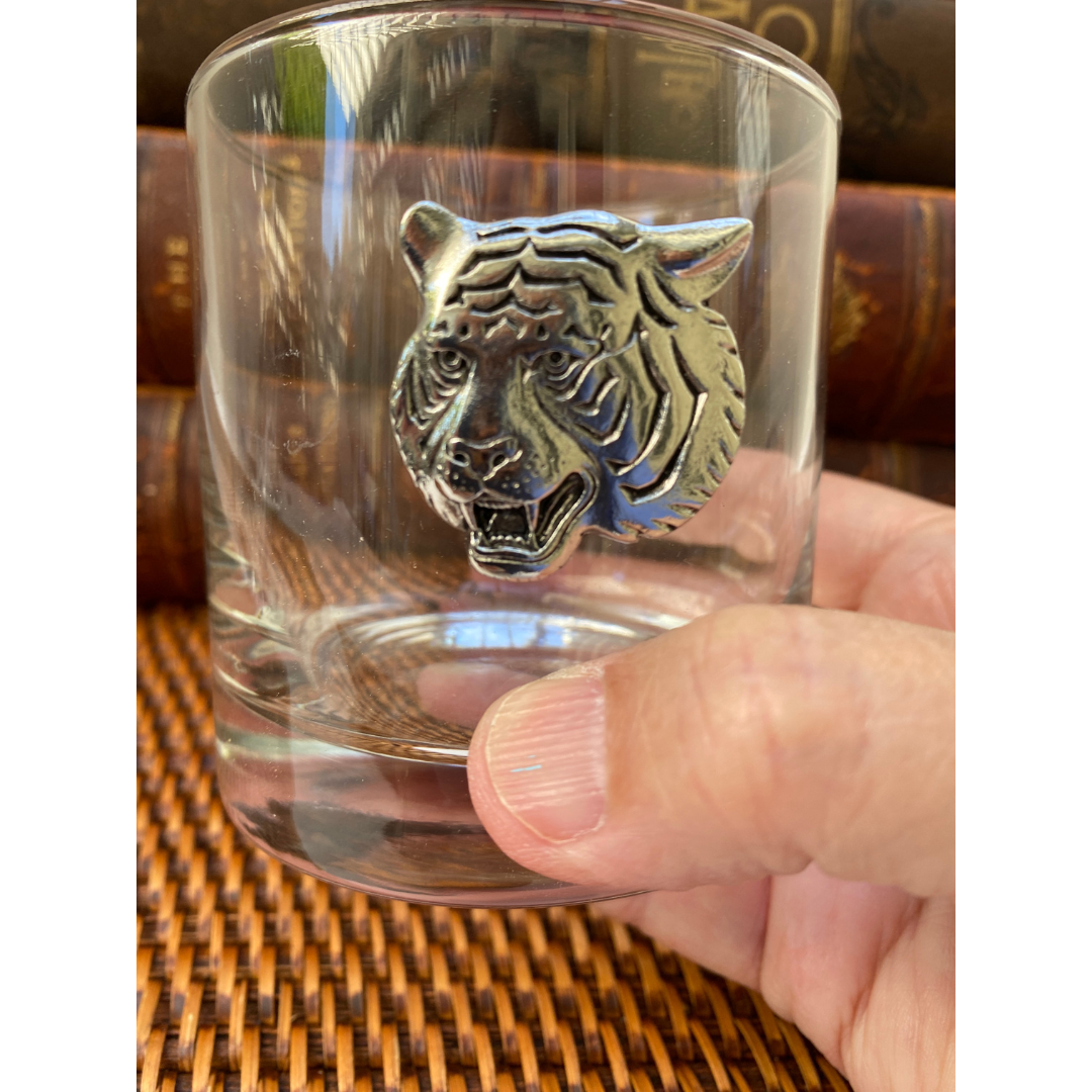 Tiger Bourbon Glass | Silver Tiger Double Old Fashion Glass