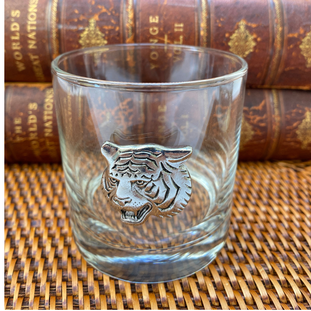 Tiger Bourbon Glass | Silver Tiger Double Old Fashion Glass