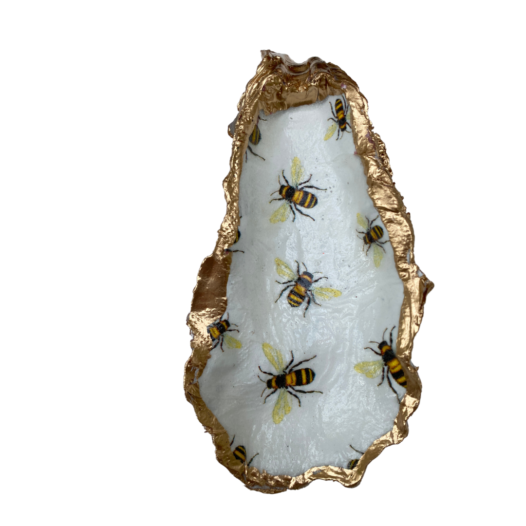 Bee Theme Oyster Shell Art | Gift for Bee Lover