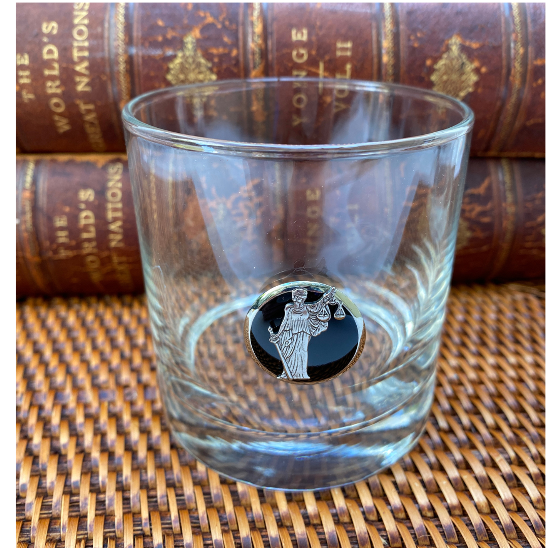 Law theme Old Fashion Bourbon Glass | Gift for Law School Graduate