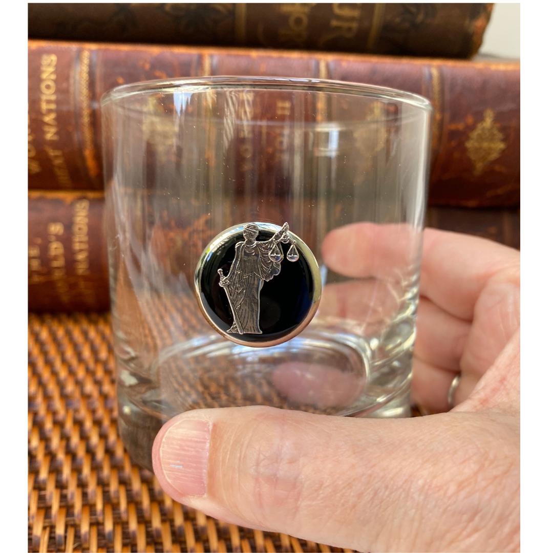 Law theme Old Fashion Bourbon Glass | Gift for Law School Graduate