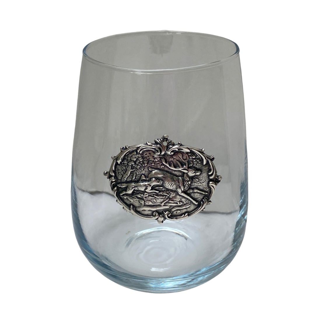 Stag Deer and Hound Stemless Wine Glass