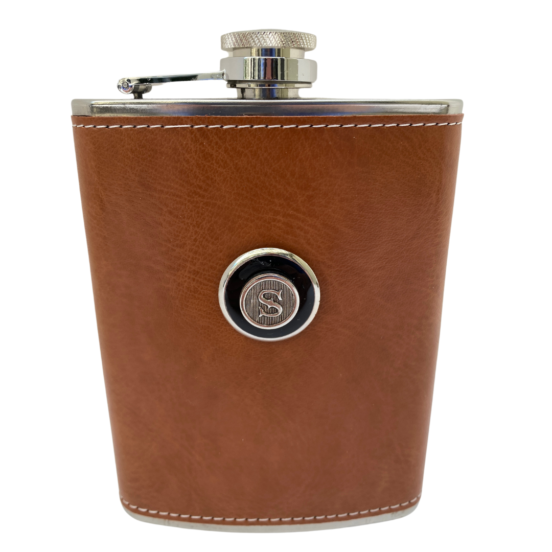 Leather Flask with Initial