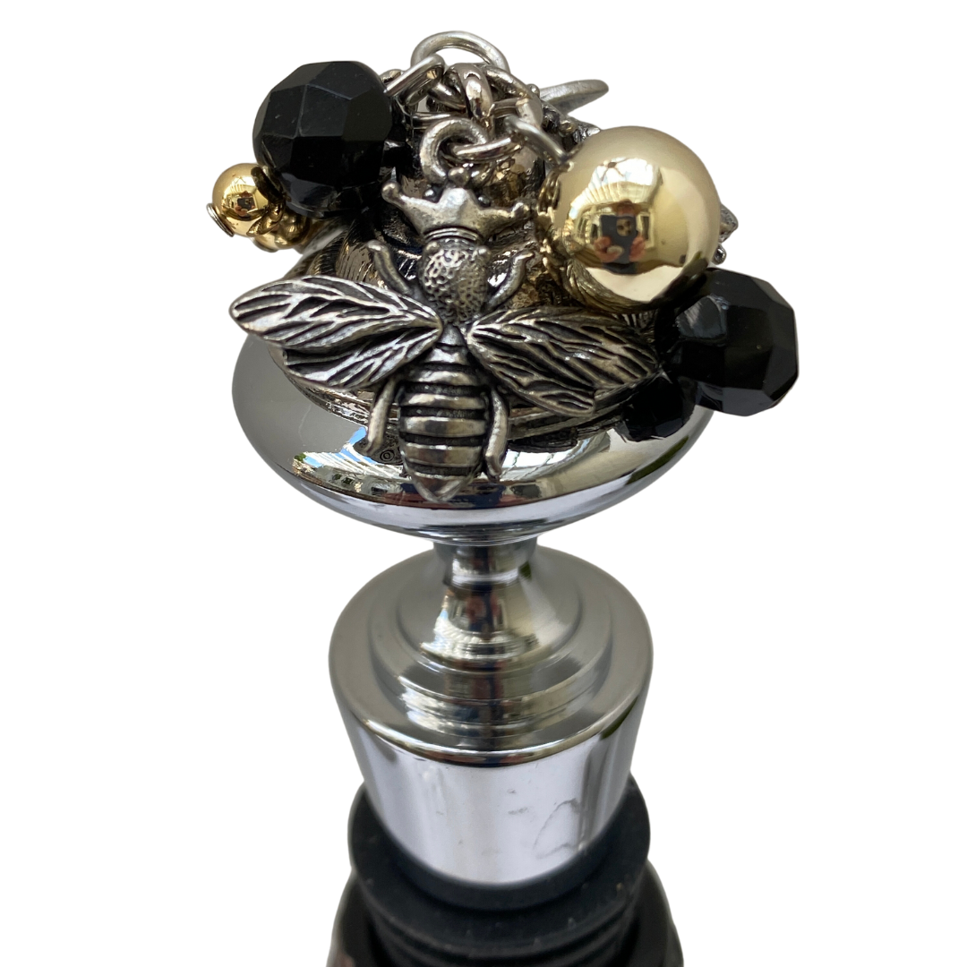 Queen Bee Bottle Stopper with Charms | Gift for Bee Lover