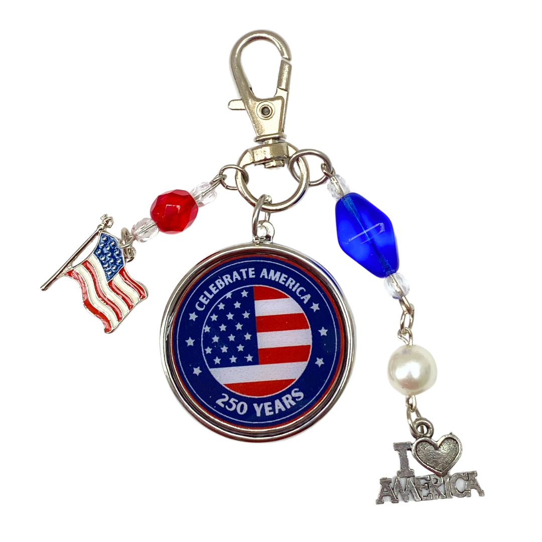 Celebrate America 250 Years Purse Charm | Handcrafted in USA