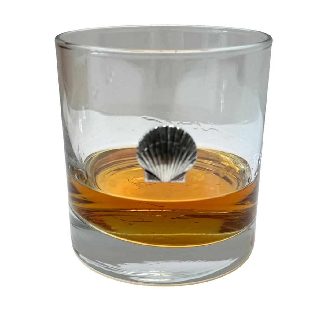Bourbon Glass with Silver Shell | Gift for Beach Lover