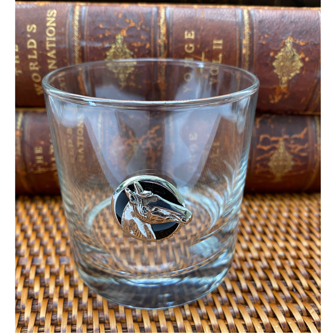 Horse Head Theme Whiskey Bourbon Glass | Double Old Fashion Horse Theme