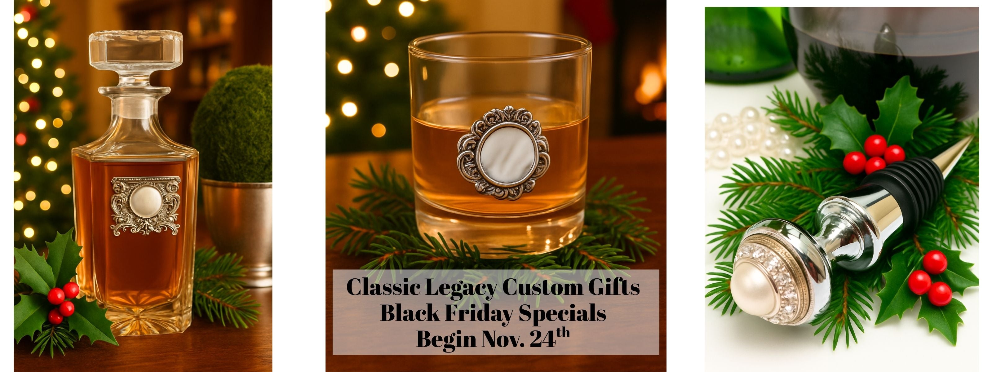 Bourbon Glass with Silver Medallion and Mother of Pearl