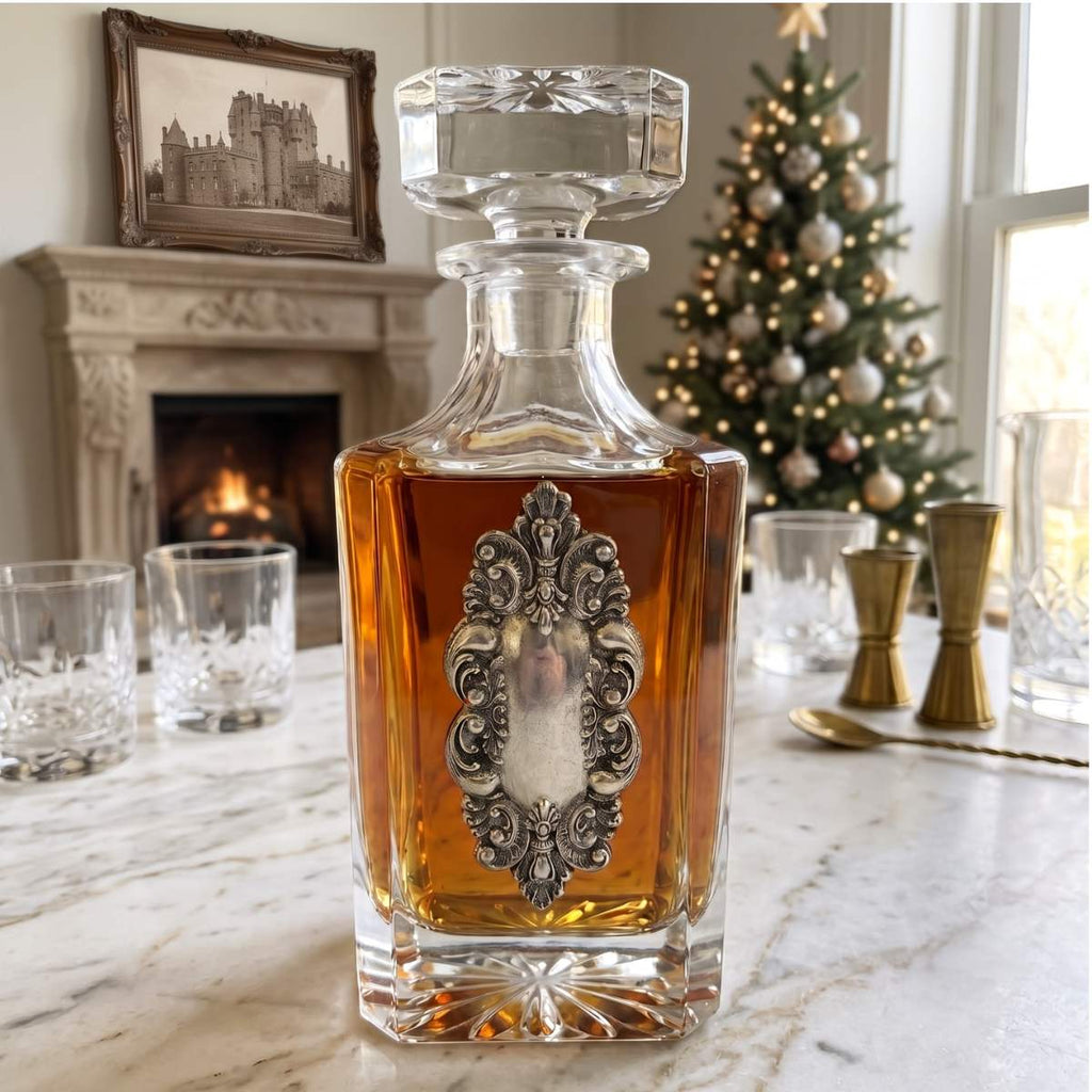Decanter with Vintage Fancy  Silver Medallion