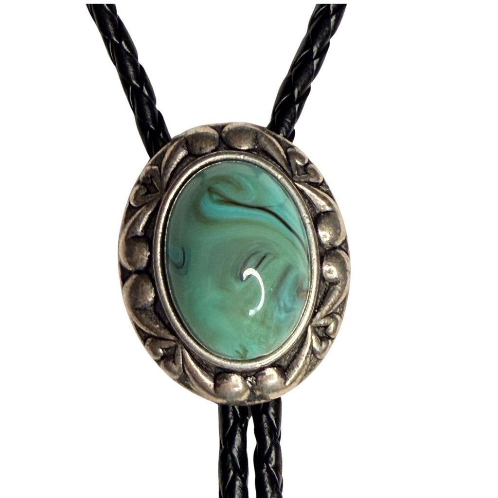 Classic Legacy Bolo tie with turquoise stone and braided leather.  Great Accessory to wear at a Western Wedding or Event