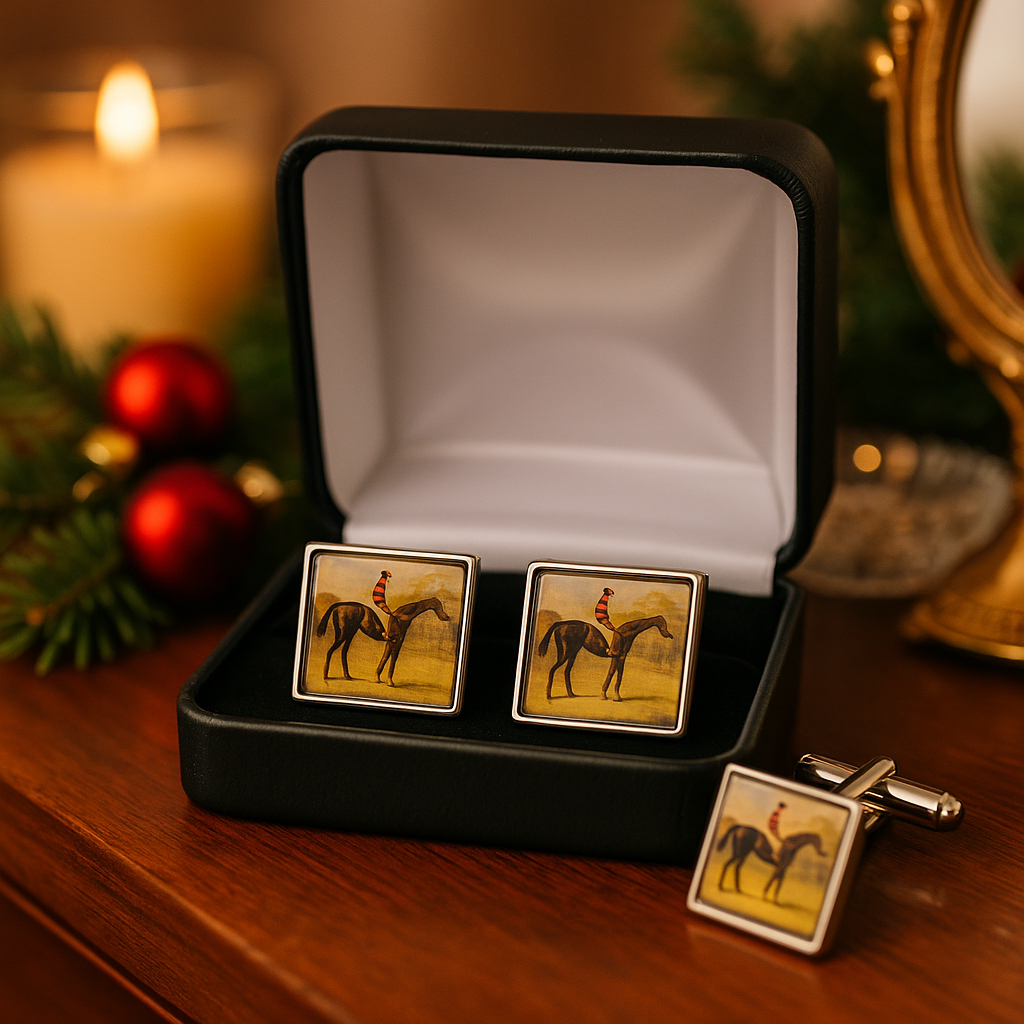 Cuff Links,  Vintage Racehorse Art, Racehorse Fan Gift