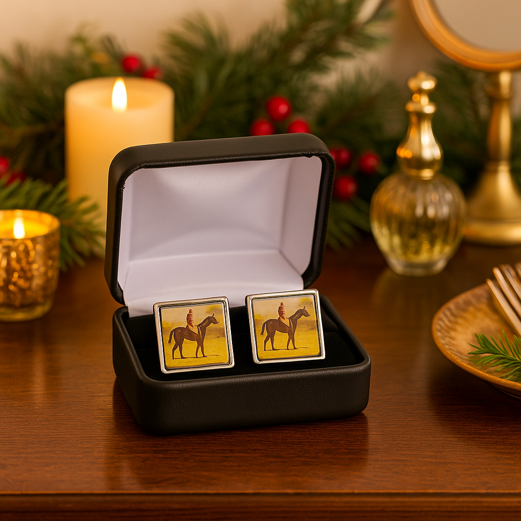 Cuff Links,  Vintage Racehorse Art, Racehorse Fan Gift