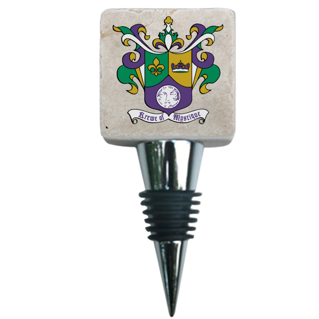 Custom Marble Bottle Stopper with Krewe Logo for Mardi Gras