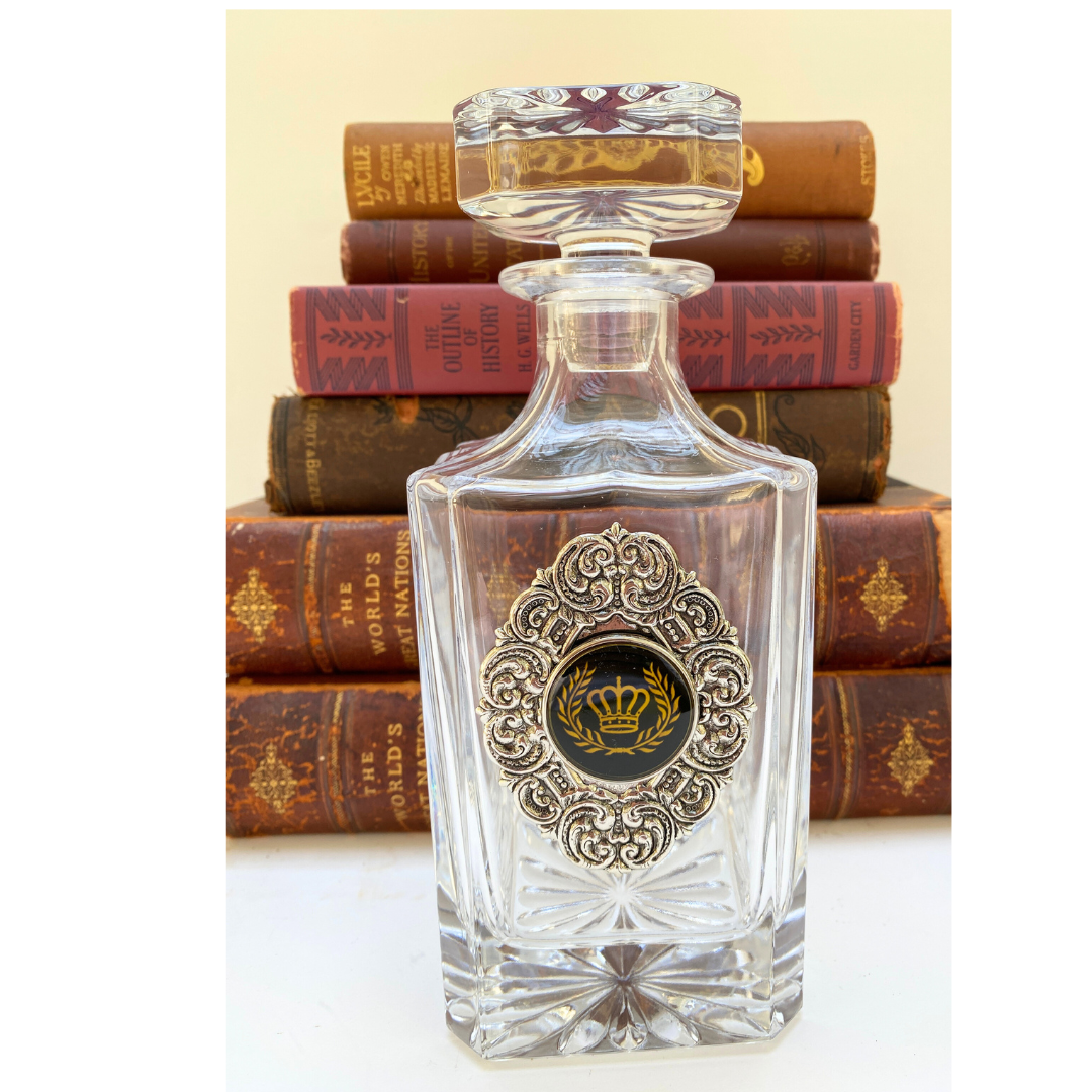 Custom Decanter with Logo  on Large Oval Silver Medallion