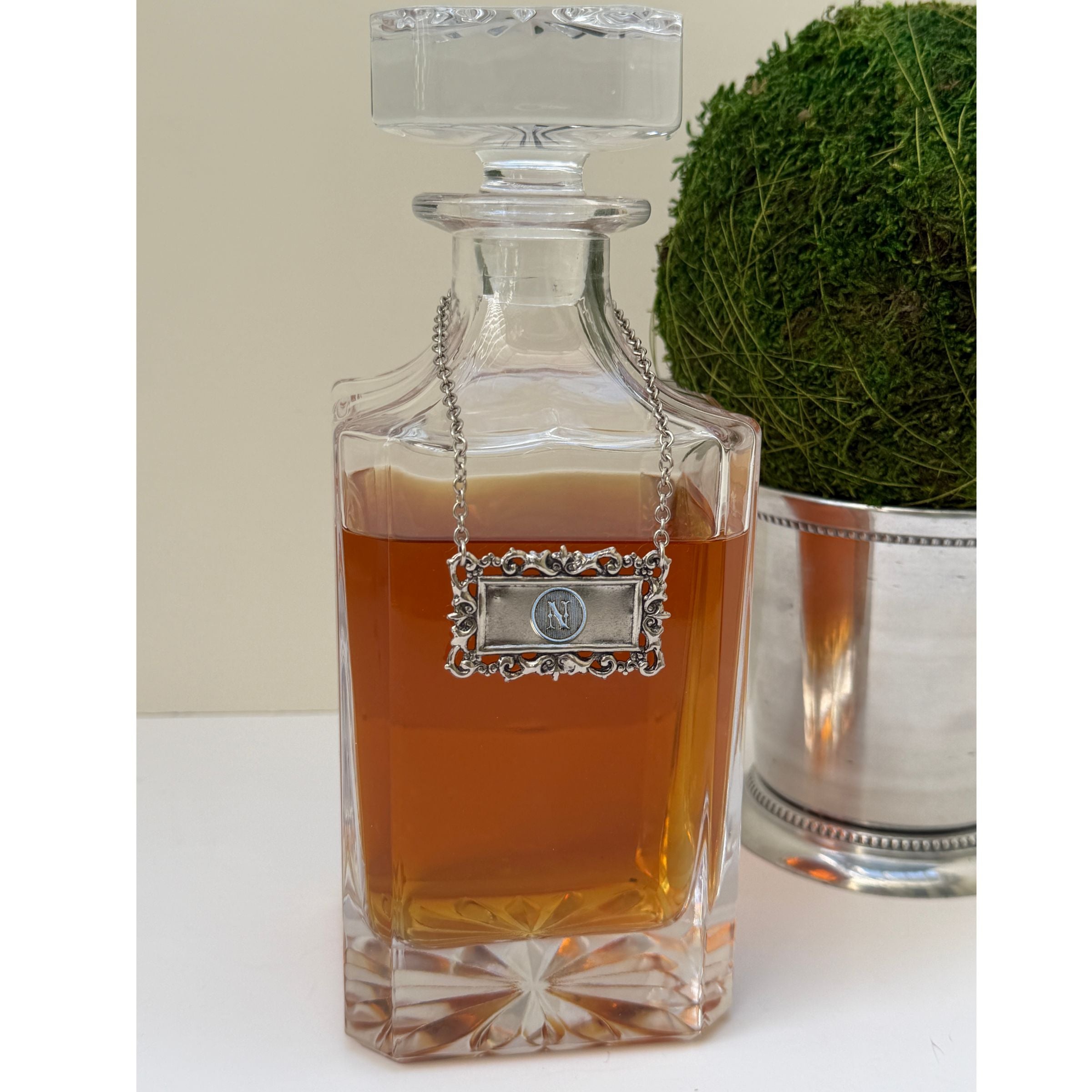 Decanter with Initial Medallion Marker | All Letters Available | Anniversary Gift