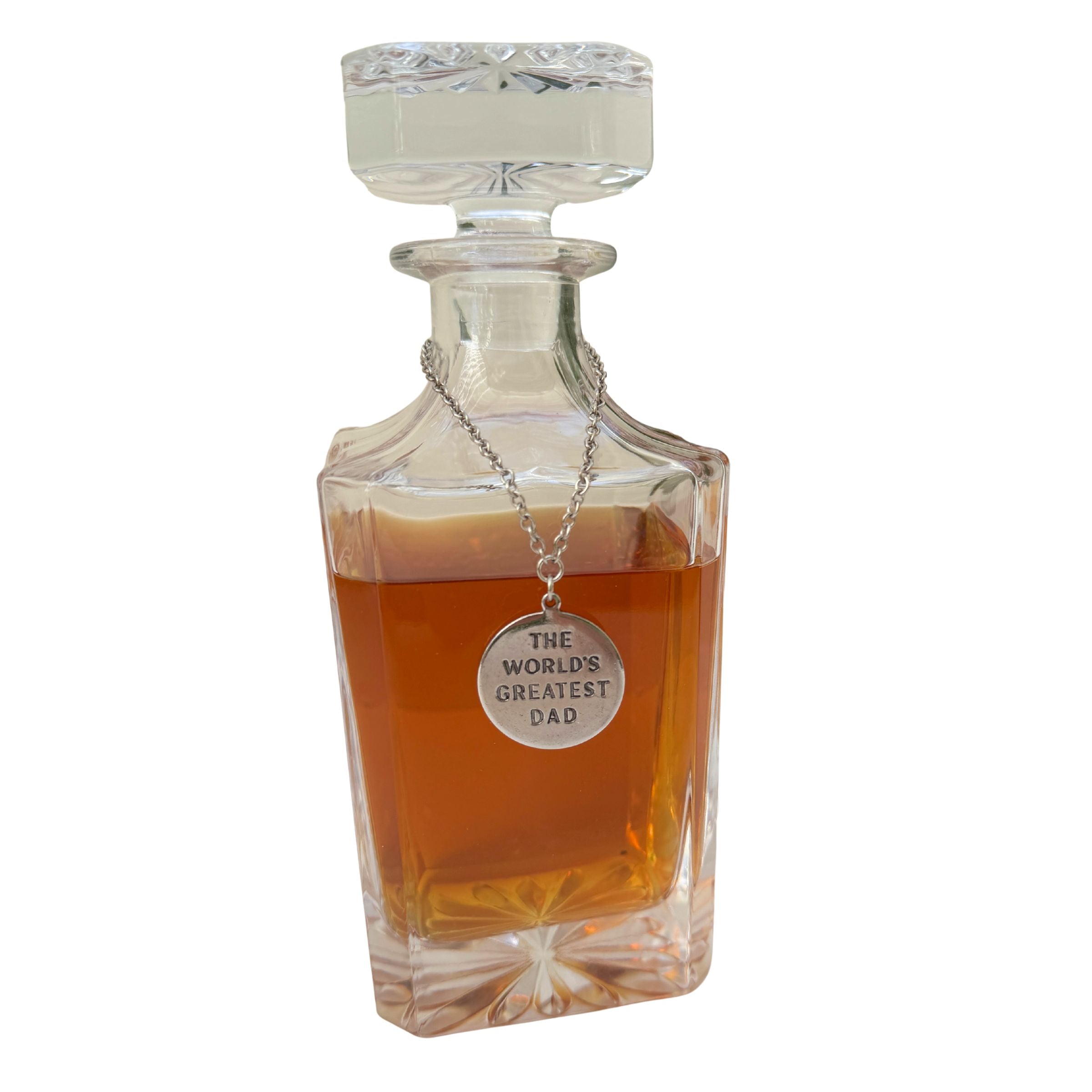 Decanter with "World's Greatest Dad" Silver Marker on Chain