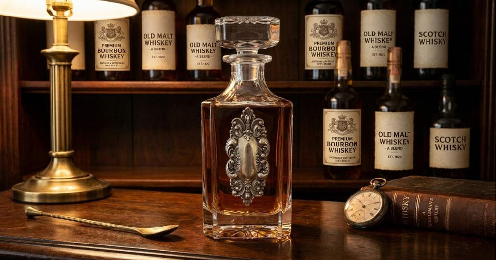 Decanter with Vintage Fancy  Silver Medallion