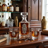 Decanter with Vintage-Inspired  Silver Medallion | Gift for lover of Antiques