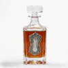 Crystal Decanter with Large Vintage art deco silver medallion.   This is a great gift for the bourbon lover and antique lover.   It is also the perfect gift to celebrate the 15th anniversary which is the crystal anniversary.