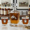 Decanter Set Silver Horse Head Medallion | Gift for horse lover & Equestrian