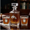 Decanter Set with Silver Horse Head and Two Bourbon Glasses GIft for Horse Lover