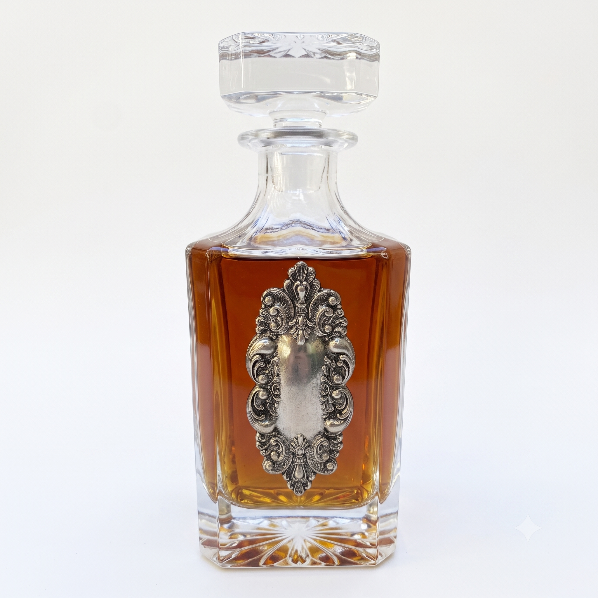 Decanter with Vintage Fancy  Silver Medallion