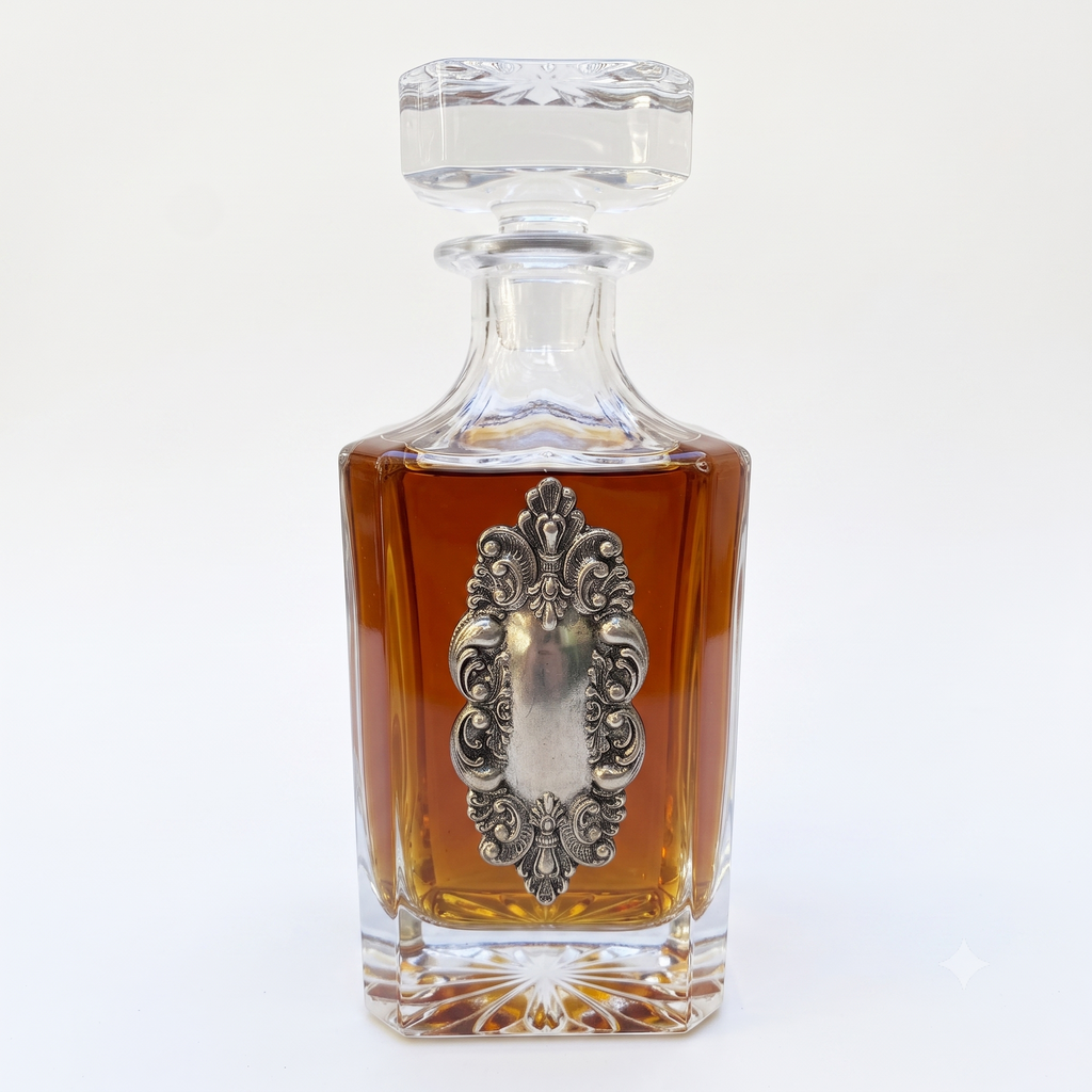 Decanter with Vintage Fancy  Silver Medallion