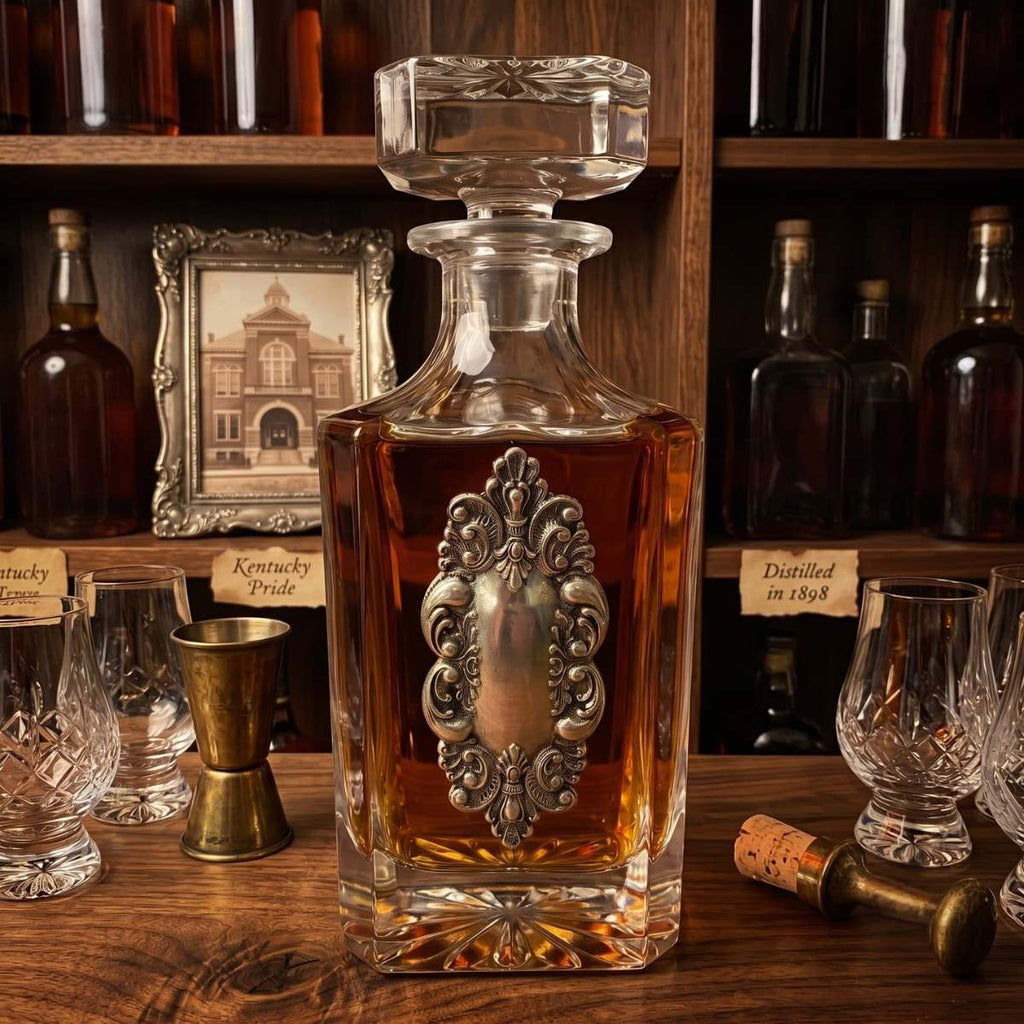 Decanter with Vintage Fancy  Silver Medallion