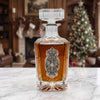 Discover our decanter with a large vintage-inspired silver medallion.   This is a great gift for an antique lover or collector of vintage finds. Great Christmas gift