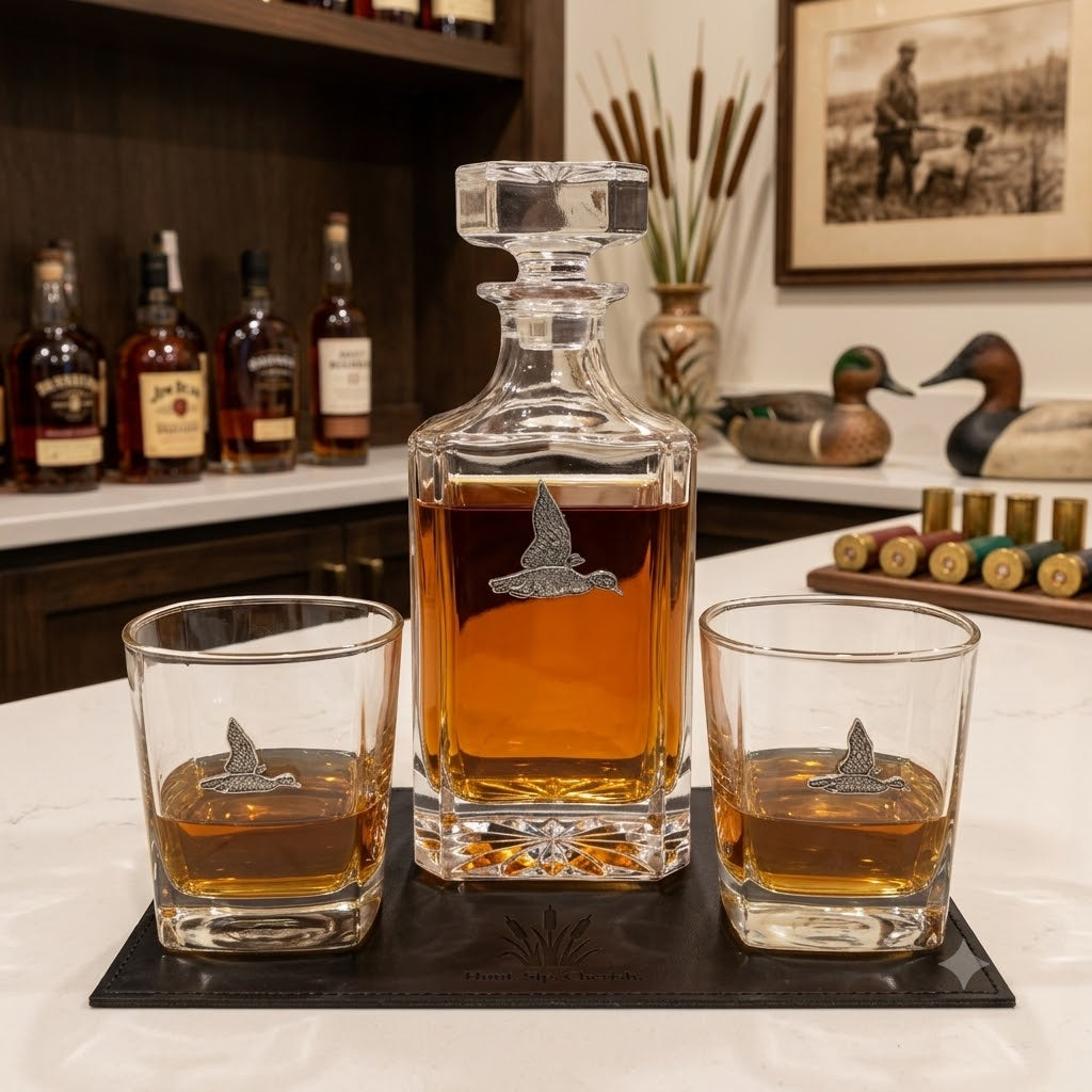The duck decanter and bourbon glasses make a great decanter gift set.  This is a great gift for the duck hunter and duck enthusiast. 